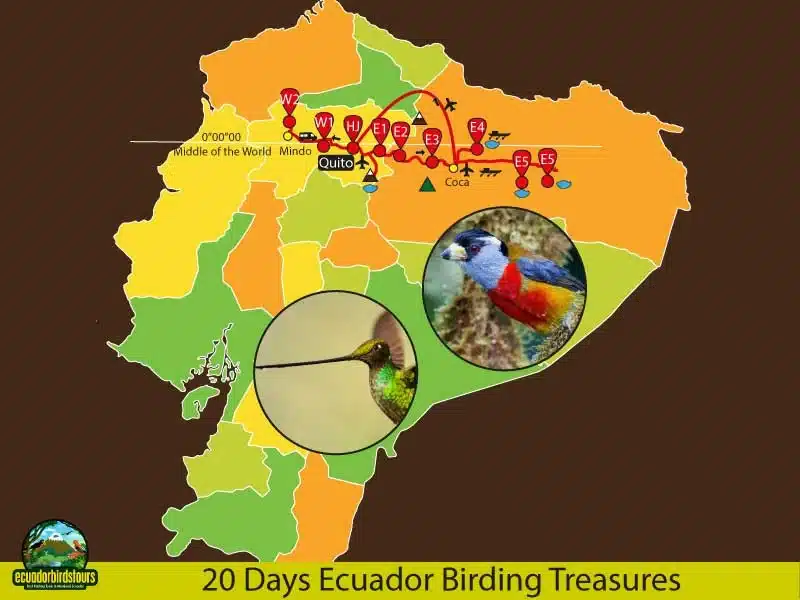 20 days birding in ecuador map by ecuador birds tours ca2df6ba